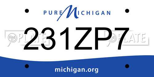 231ZP7 Michigan License Plate