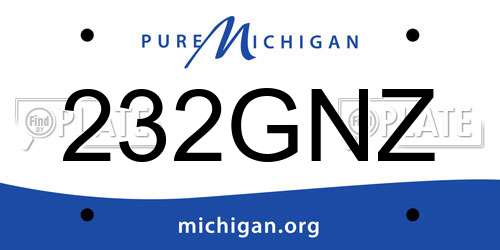 232GNZ Michigan License Plate
