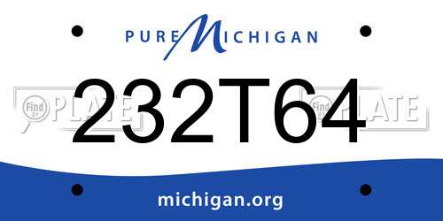 232T64 Michigan License Plate