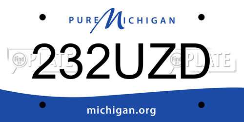 232UZD Michigan License Plate