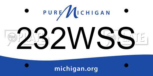 232WSS Michigan License Plate