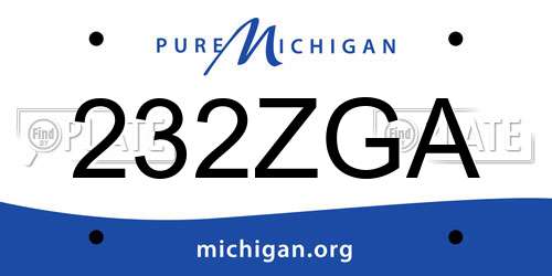 232ZGA Michigan License Plate