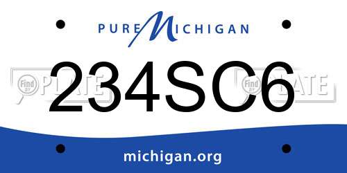 234SC6 Michigan License Plate