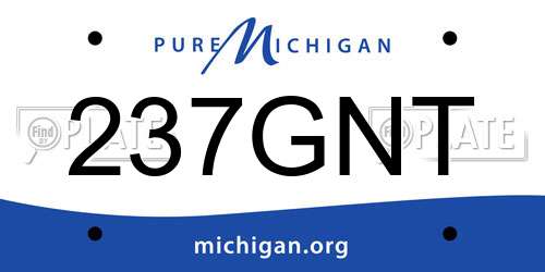 237GNT Michigan License Plate