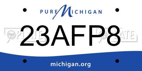 23AFP8 Michigan License Plate