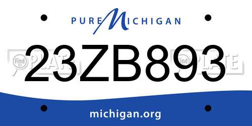 23ZB893 Michigan License Plate