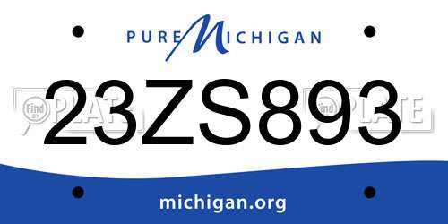 23ZS893 Michigan License Plate