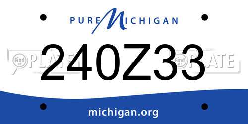 240Z33 Michigan License Plate