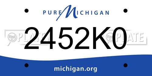 2452K0 Michigan License Plate