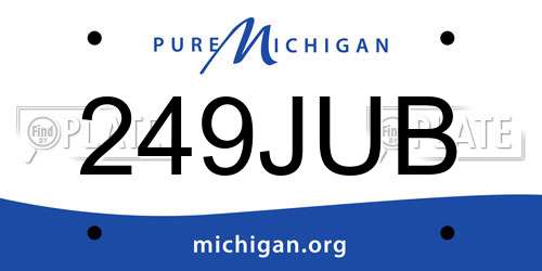 249JUB Michigan License Plate