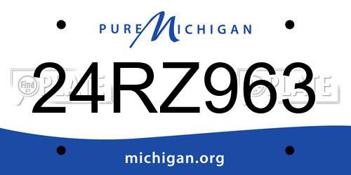 24RZ963 Michigan License Plate