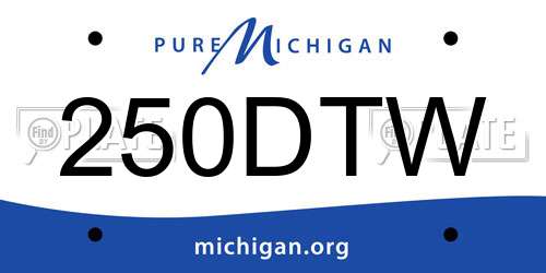 250DTW Michigan License Plate