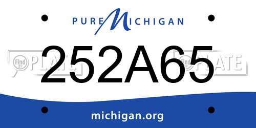 252A65 Michigan License Plate
