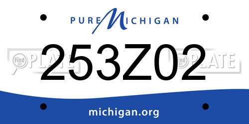 253Z02 Michigan License Plate