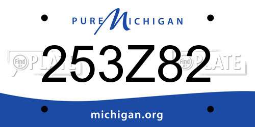 253Z82 Michigan License Plate