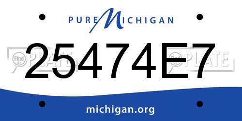 25474E7 Michigan License Plate
