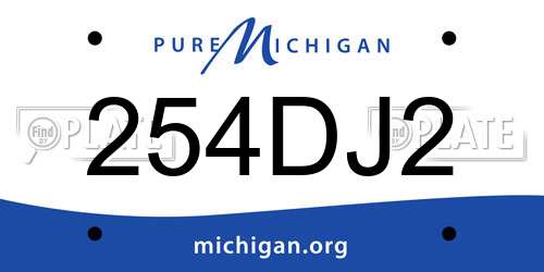 254DJ2 Michigan License Plate
