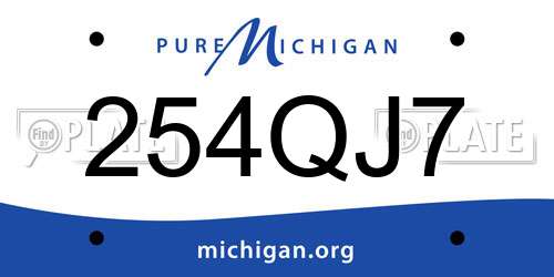 254QJ7 Michigan License Plate