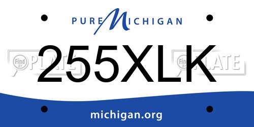 255XLK Michigan License Plate