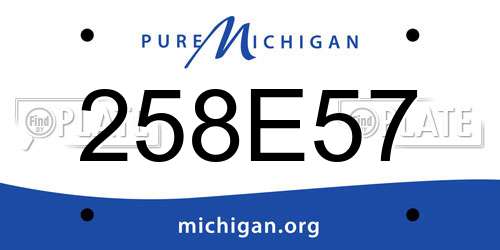 258E57 Michigan License Plate