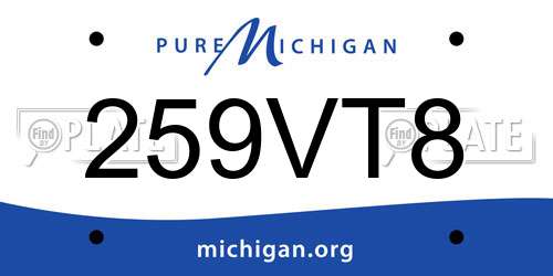 259VT8 Michigan License Plate