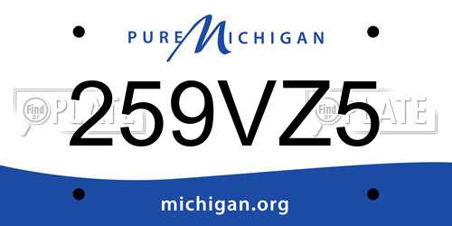259VZ5 Michigan License Plate
