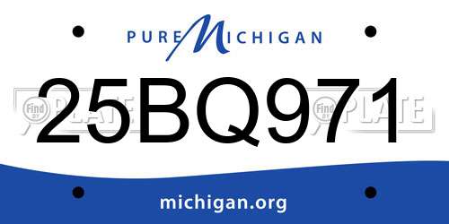 25BQ971 Michigan License Plate