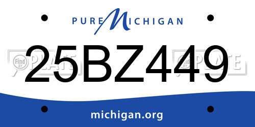 25BZ449 Michigan License Plate