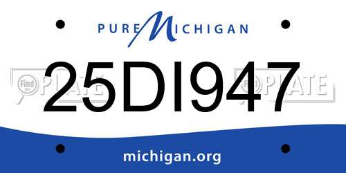 25DI947 Michigan License Plate