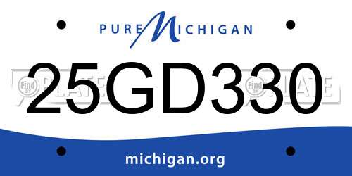 25GD330 Michigan License Plate