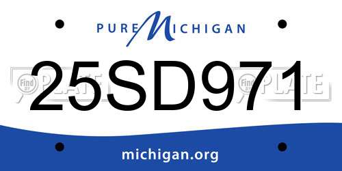 25SD971 Michigan License Plate