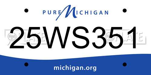 25WS351 Michigan License Plate