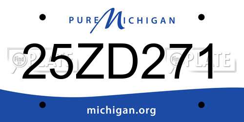 25ZD271 Michigan License Plate