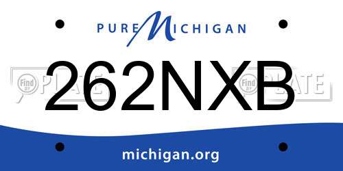 262NXB Michigan License Plate