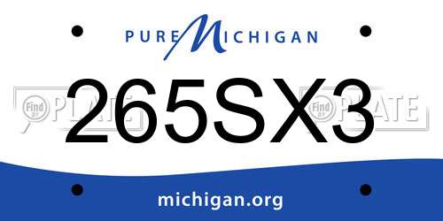 265SX3 Michigan License Plate