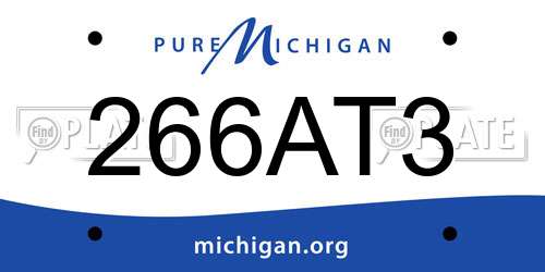266AT3 Michigan License Plate