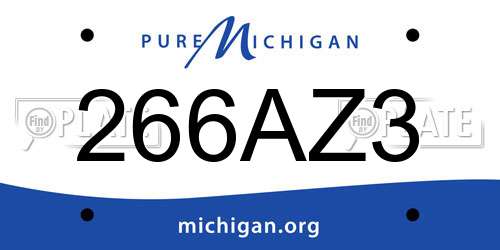 266AZ3 Michigan License Plate