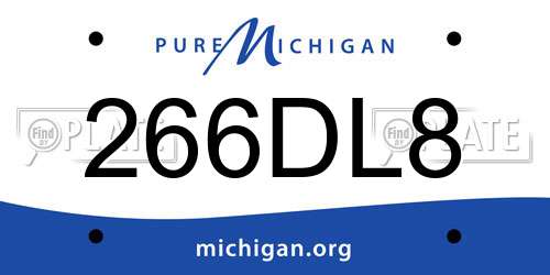 266DL8 Michigan License Plate
