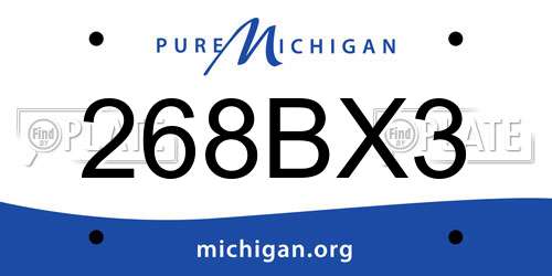268BX3 Michigan License Plate