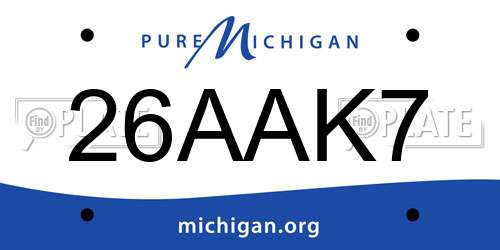 26AAK7 Michigan License Plate