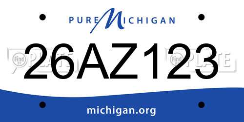 26AZ123 Michigan License Plate