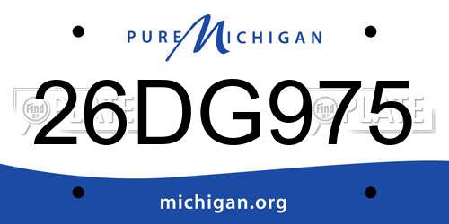 26DG975 Michigan License Plate