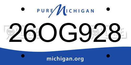26OG928 Michigan License Plate