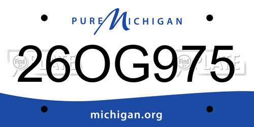 26OG975 Michigan License Plate