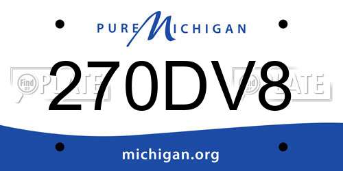 270DV8 Michigan License Plate