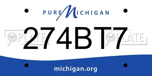 274BT7 Michigan License Plate