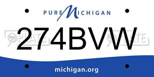 274BVW Michigan License Plate