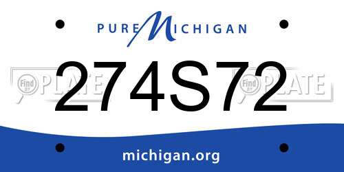 274S72 Michigan License Plate
