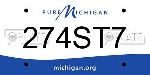 274ST7 Michigan License Plate