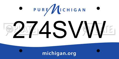 274SVW Michigan License Plate